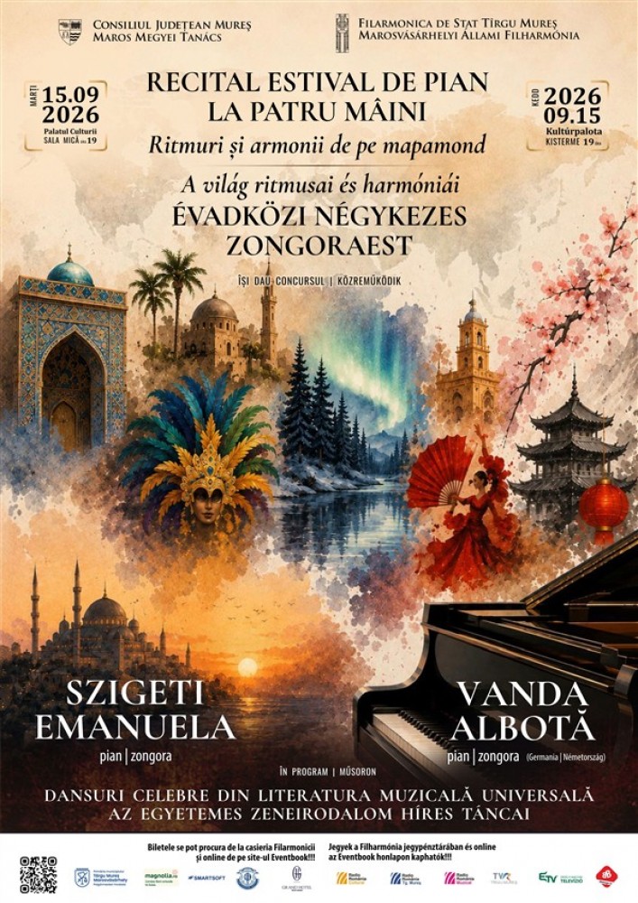 RECITAL ESTIVAL DE PIAN LA PATRU MÂINI "Ritmuri și armonii de pe mapamond” - Afiș